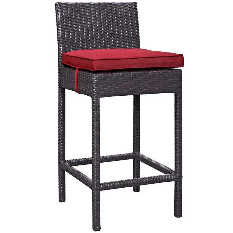 Modway Modway Lift Wicker Rattan Outdoor Patio Two Bar Stools with Cushions in Espresso (Set of 2)