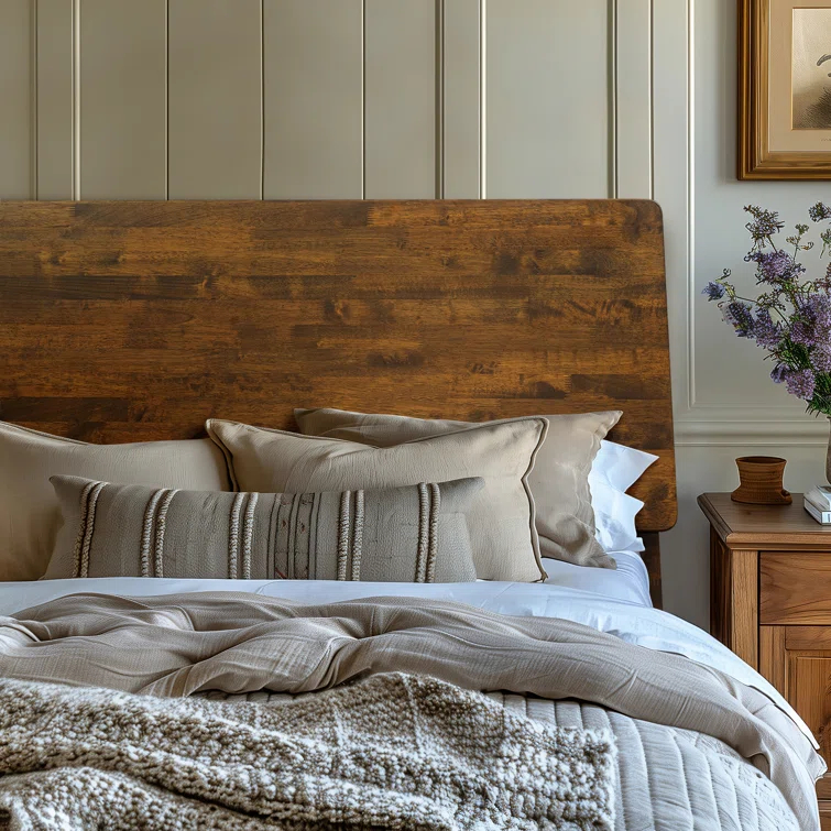 Serenity Premium Solid Wood Bed Frame with Headboard, Scandinavian Signature High Headboard Wood Bed, 800 lb Capacity, No Box Spring Needed, Fits All Mattresses, 5-Year Warranty