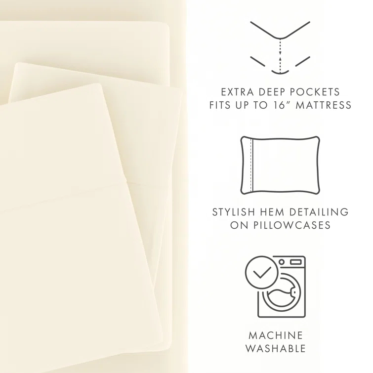 Becky Cameron 1800 Series Double-Brushed Microfiber 4 Piece Sheet Set