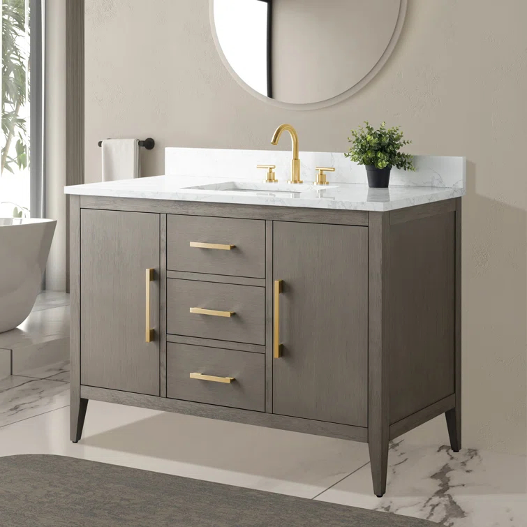 48'' Single Bathroom Vanity with Engineered Marble Top