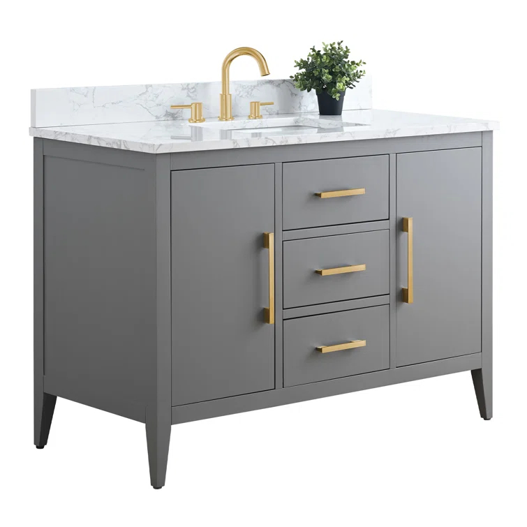 48'' Single Bathroom Vanity with Engineered Marble Top