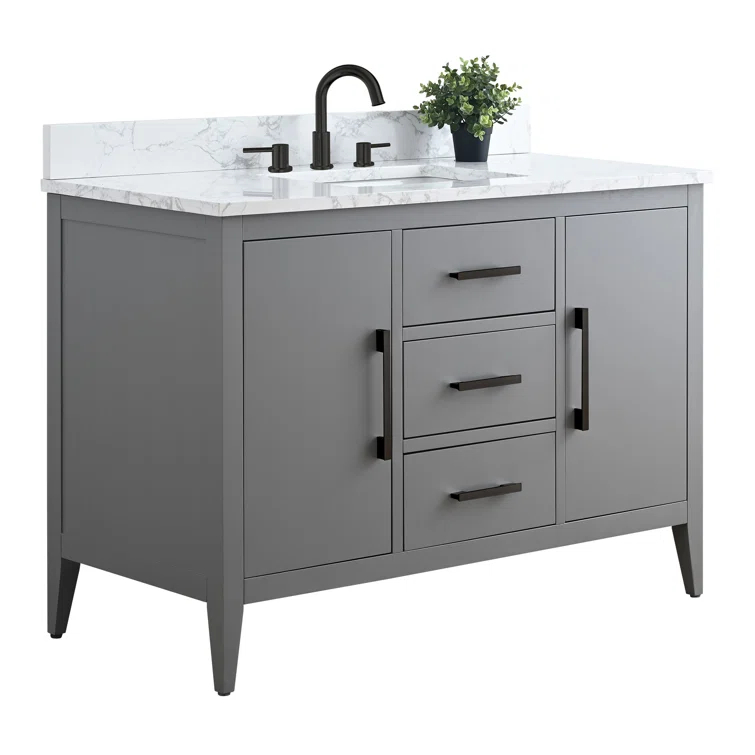 48'' Single Bathroom Vanity with Engineered Marble Top