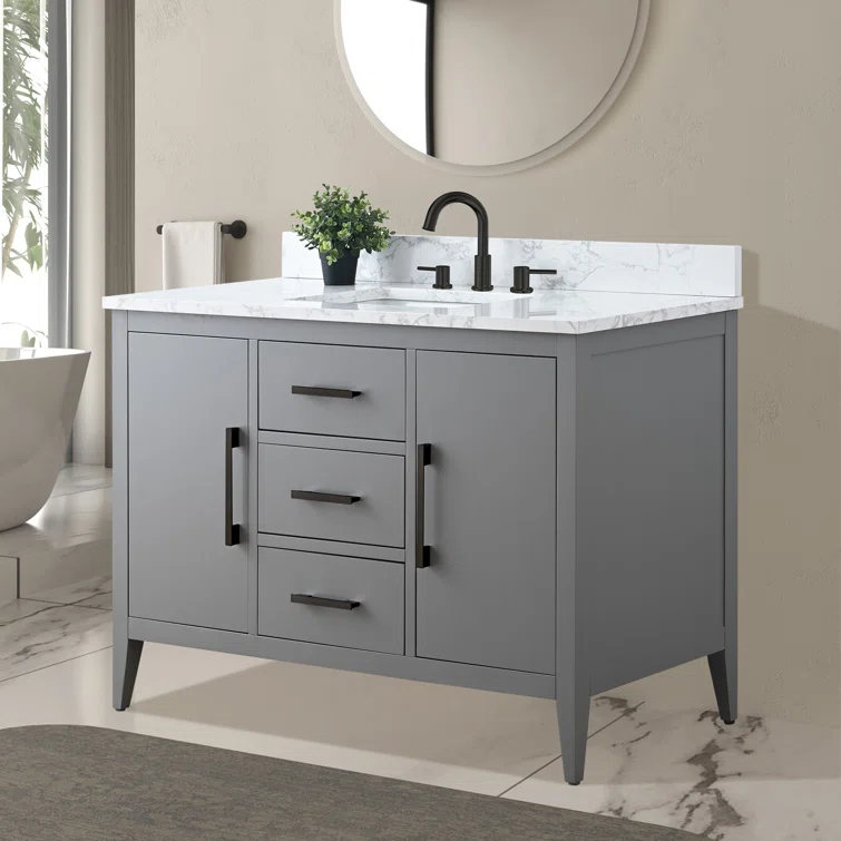 48'' Single Bathroom Vanity with Engineered Marble Top