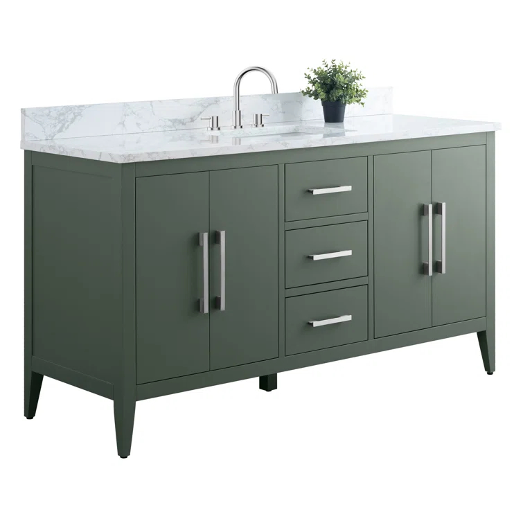 60'' Single Bathroom Vanity with Engineered Marble Top