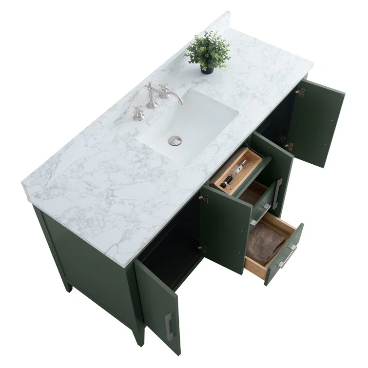 60'' Single Bathroom Vanity with Engineered Marble Top
