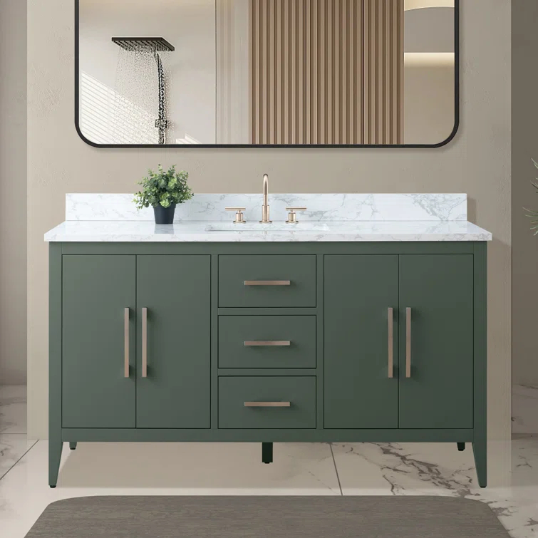 60'' Single Bathroom Vanity with Engineered Marble Top