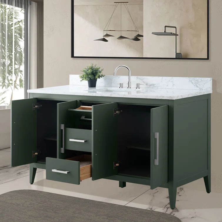 60'' Single Bathroom Vanity with Engineered Marble Top
