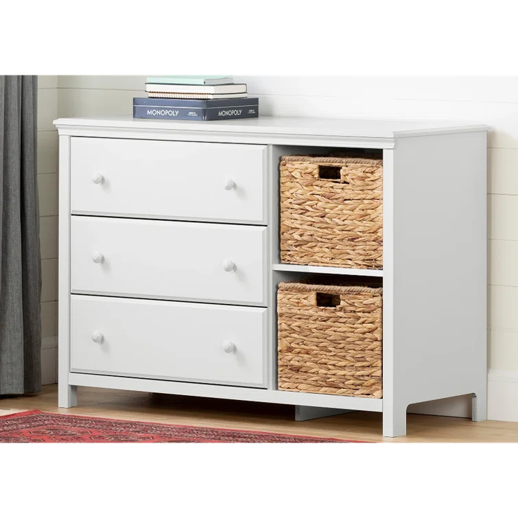 Cotton Candy 3-Drawer Dresser with Storage Baskets