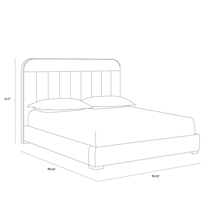 King Silver Upholstered Platform Bed with Metal Frame