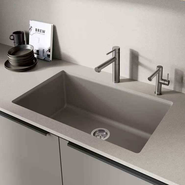 Precis SILGRANIT 32" L X 19" W Super Single Undermount Kitchen SInk
