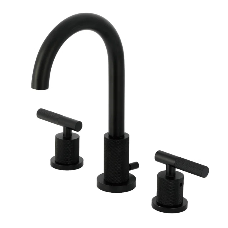 Kingston Brass Manhattan Two-Handle 3-Hole Deck Mount Widespread Bathroom Faucet with Brass Pop-Up Drain