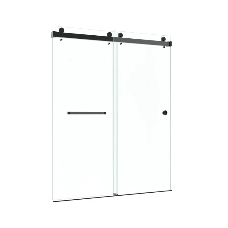 KOBIWORKS Kw03 60 In. W X 76 In. H Single Sliding Frameless Shower Door With 3/8 In. Clear Glass KW036076BL