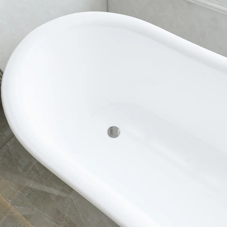68.9" x 31" Clawfoot Soaking Acrylic Bathtub