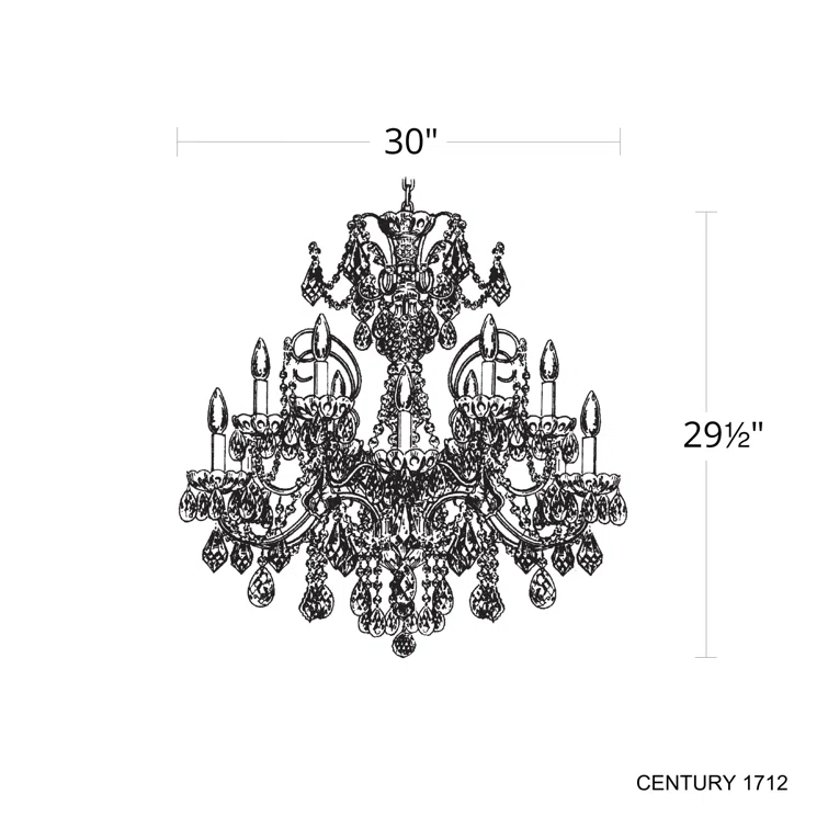 Century 12 - Light Glass Dimmable Classic / Traditional Chandelier