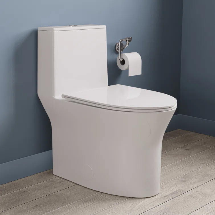 One Piece Toilet For Bathroom, Modern Bathroom Toilet with Dual Flush 1.1/1.6 Gpf Fully Skirted Toilets(Soft Close Seat)