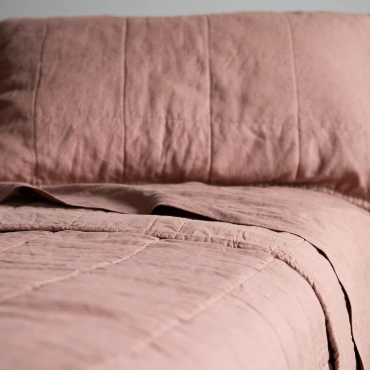 French Linen Box Stitch Quilted Sham Set