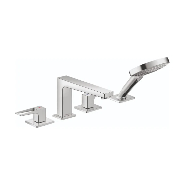 Metropol Double Handle Deck Mounted Roman Tub Faucet Trim with Diverter and Handshower