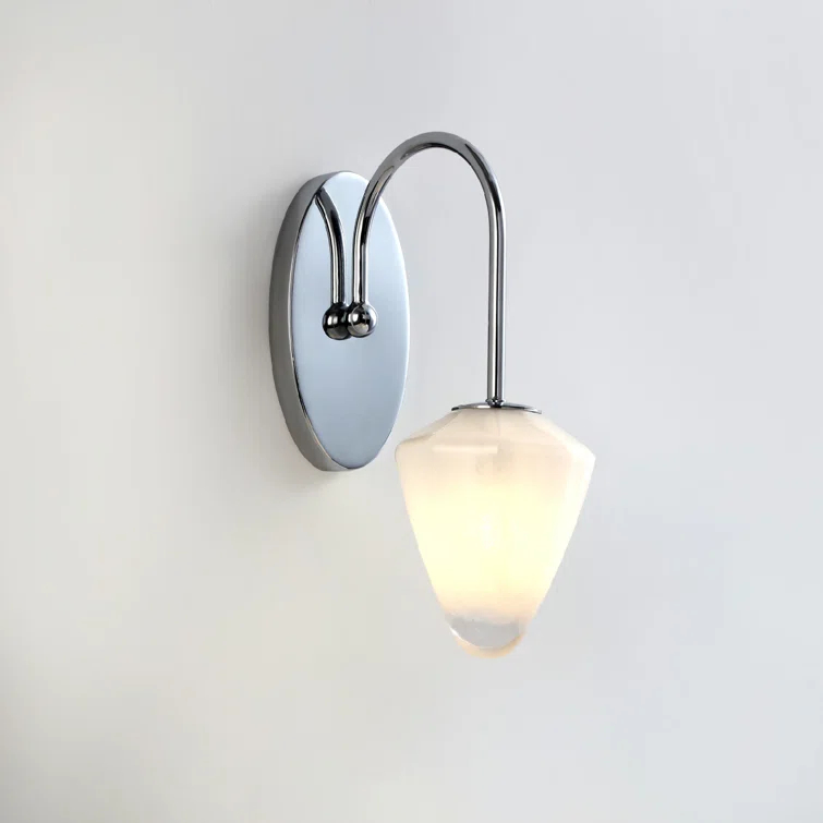 Vidalite VidaLite Nimbus 1-Light Polished Nickle Wall Sconce Light With Snow White Glass Shades, Modern & Contemporary Style Wall Lamp