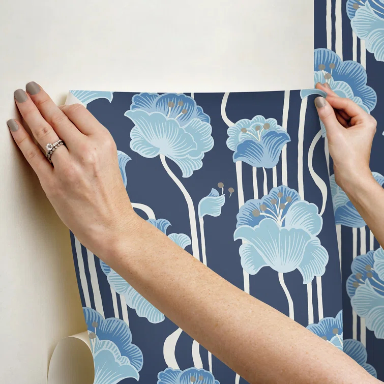 Shirley Coral Deco Floral Peel and Stick Wallpaper