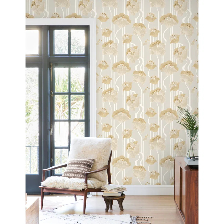 Shirley Coral Deco Floral Peel and Stick Wallpaper