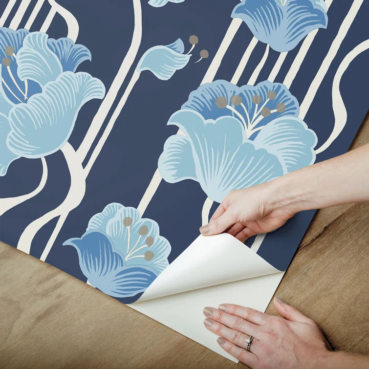 Shirley Coral Deco Floral Peel and Stick Wallpaper