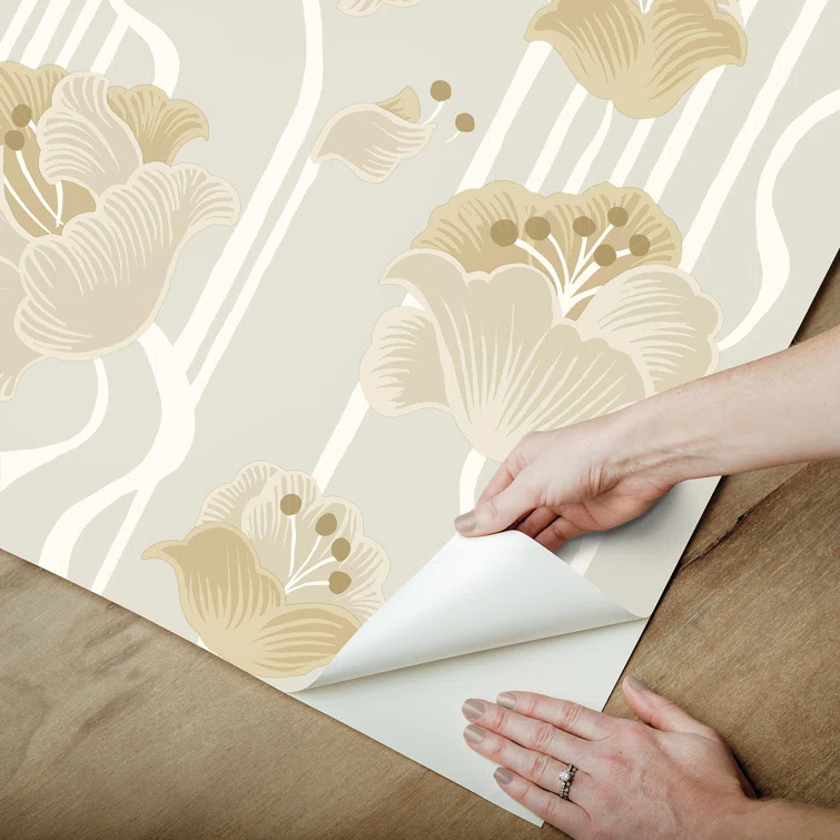 Shirley Coral Deco Floral Peel and Stick Wallpaper