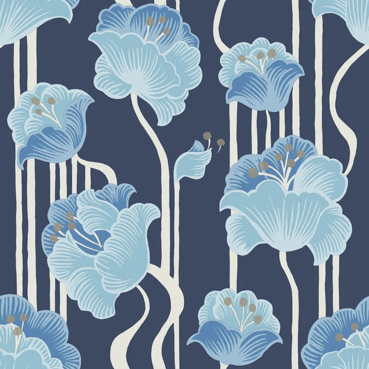 Shirley Coral Deco Floral Peel and Stick Wallpaper
