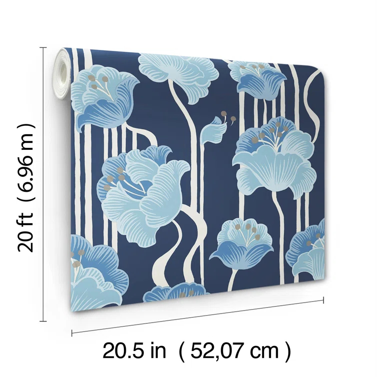 Shirley Coral Deco Floral Peel and Stick Wallpaper