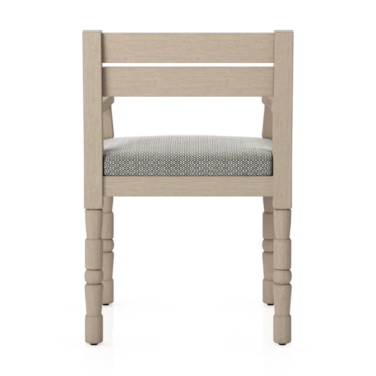 Washed Brown Teak Outdoor Dining Chair with Cushions