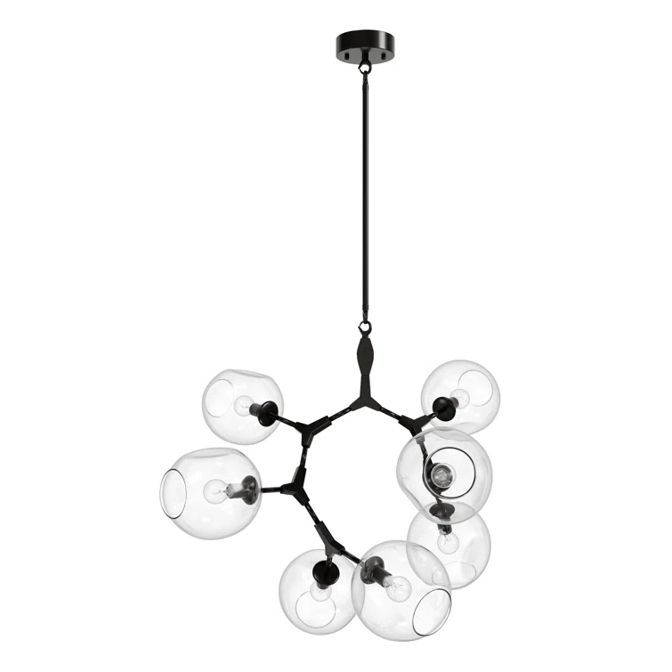 Fairfax Dark Bronze Aluminum and Iron Chandelier with Hand Blown Glass Globes