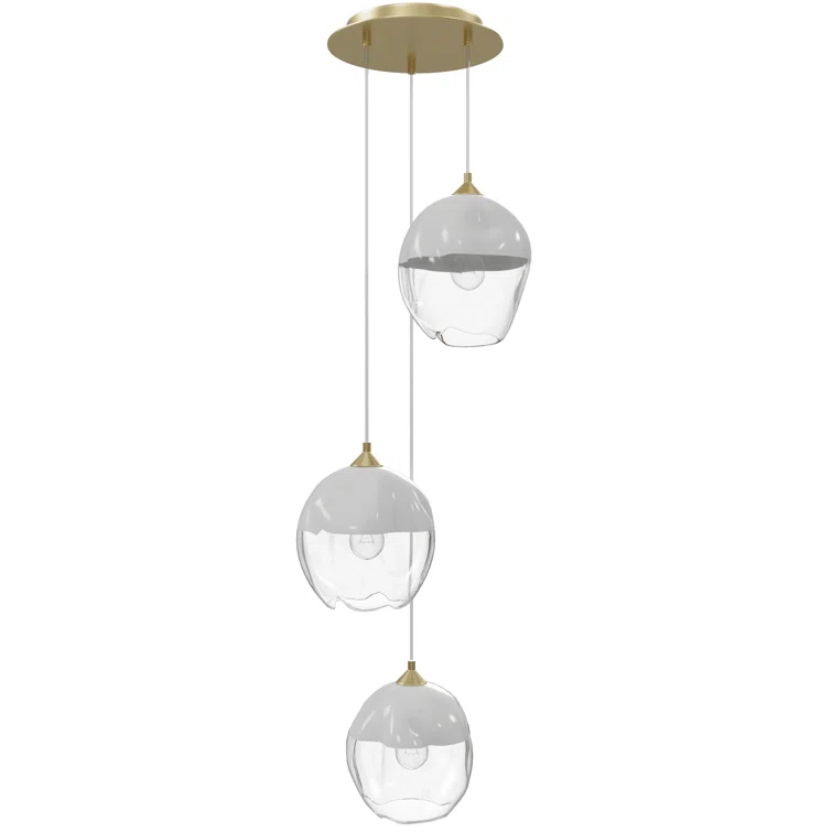 Sonoma Brushed Brass 3-Light Pendant with Ombre Melted Glass