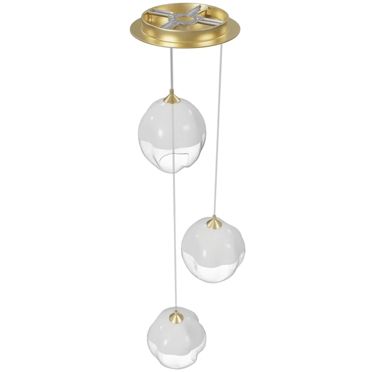Sonoma Brushed Brass 3-Light Pendant with Ombre Melted Glass