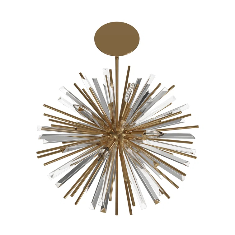 Antique Brass Sputnik Chandelier with Clear Glass Accents