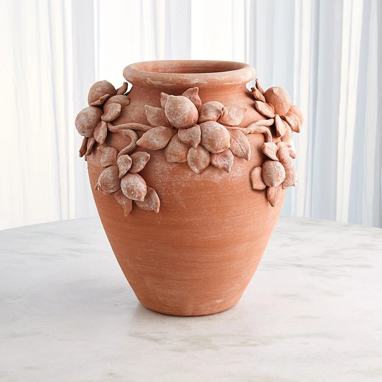 Handcrafted Italian Terracotta Decorative Table Urn