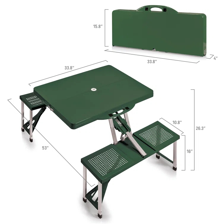 Fernando Outdoor Folding Picnic and Camping Portable Table with Umbrella Hole