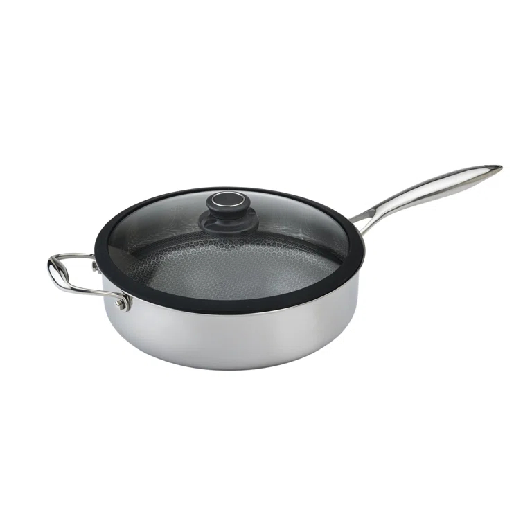 Black Cube by Frileing Hybrid Quick Release Stainless Steel 11" Saute Pan with Helper Handle and Lid