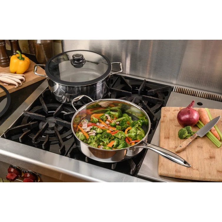 Black Cube by Frileing Hybrid Quick Release Stainless Steel 11" Saute Pan with Helper Handle and Lid