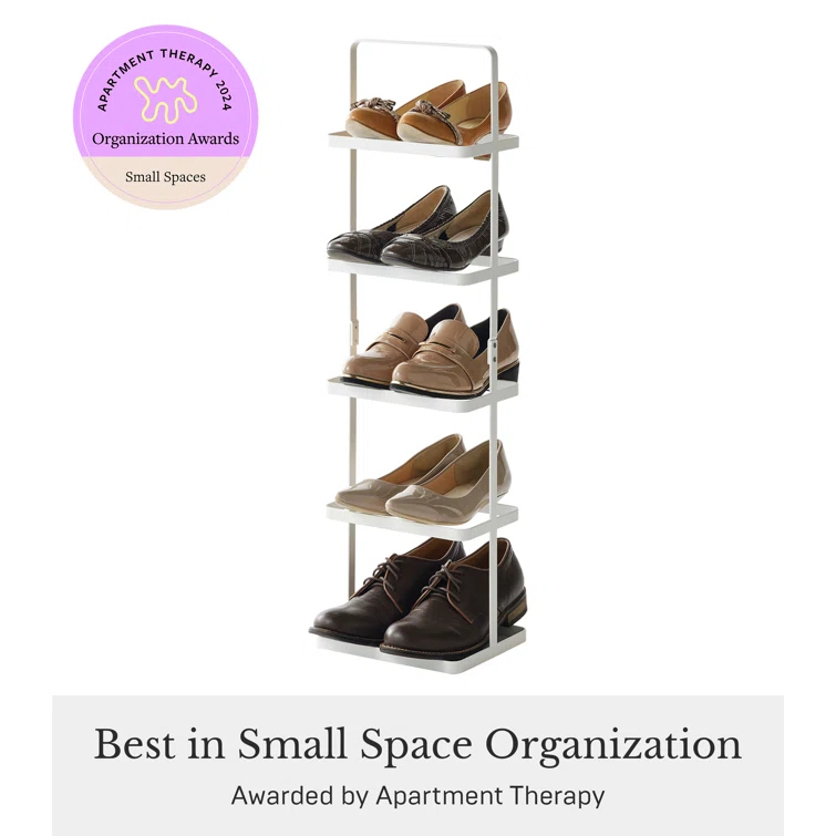 Yamazaki Home Steel Upright 5 Pair Shoe Rack with Handle