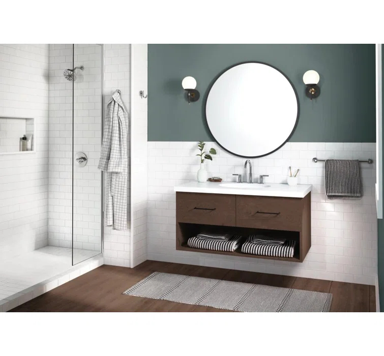 Nicoli Widespread Bathroom Faucet 3 Hole, 2-handle Bathroom Sink Faucet with Drain Assembly