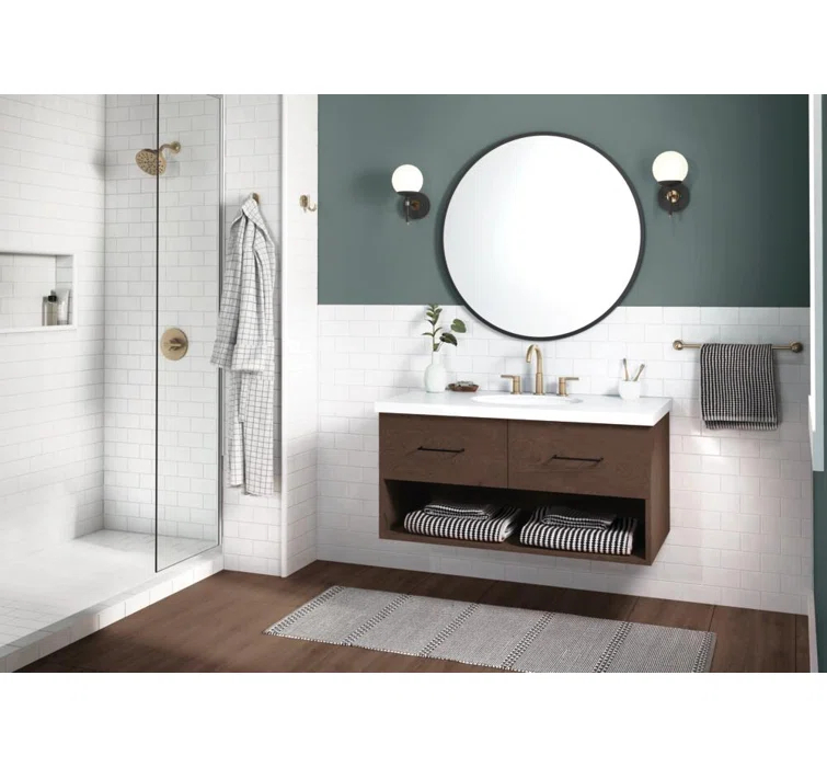 Nicoli Widespread Bathroom Faucet 3 Hole, 2-handle Bathroom Sink Faucet with Drain Assembly