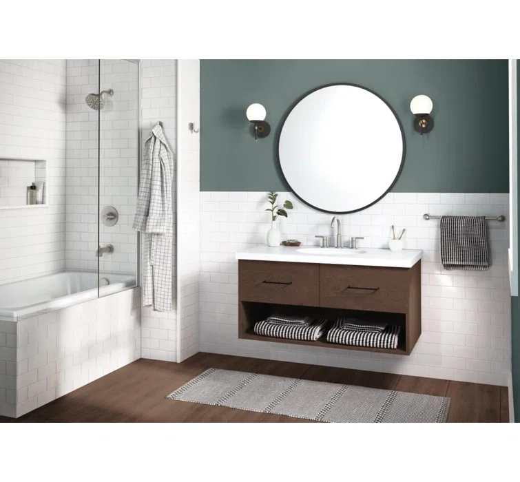 Nicoli Widespread Bathroom Faucet 3 Hole, 2-handle Bathroom Sink Faucet with Drain Assembly