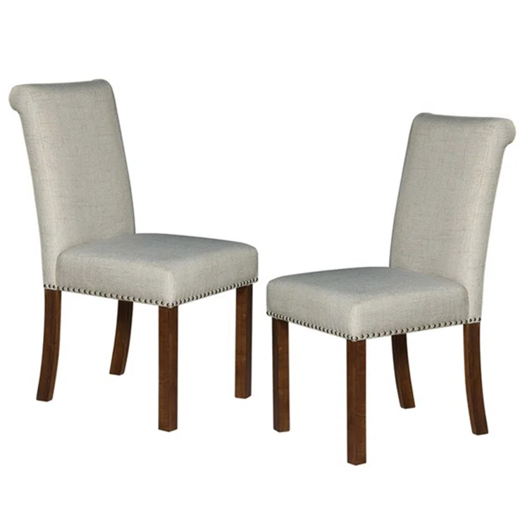 510 Design Aubrey Upholstered Dining Chairs with Silver Nailhead Trim - Set of 2 - Natural (Set of 2)