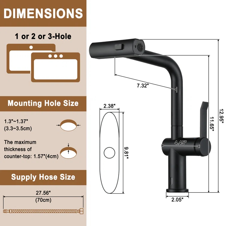 Willow Single Handle Pull Out Kitchen Faucet with Touchless Sensor, Three-function Mode Sprayer