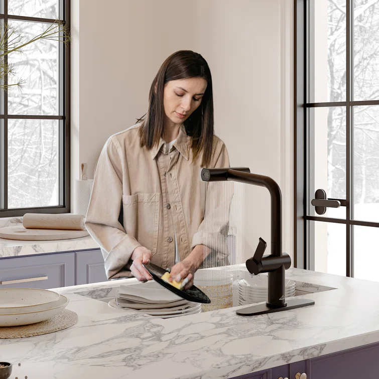 Willow Single Handle Pull Out Kitchen Faucet with Touchless Sensor, Three-function Mode Sprayer