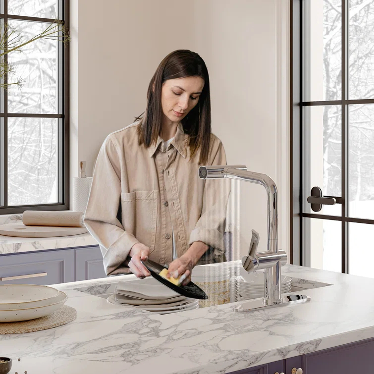 Willow Single Handle Pull Out Kitchen Faucet with Touchless Sensor, Three-function Mode Sprayer