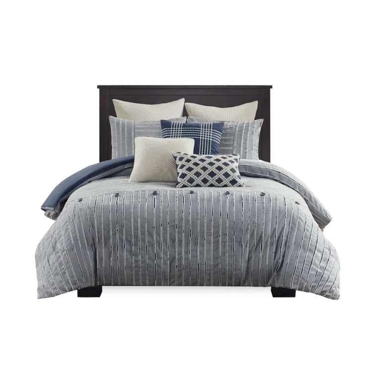 Madison Park Signature Essence Oversized Cotton Clipped Jacquard Comforter Set