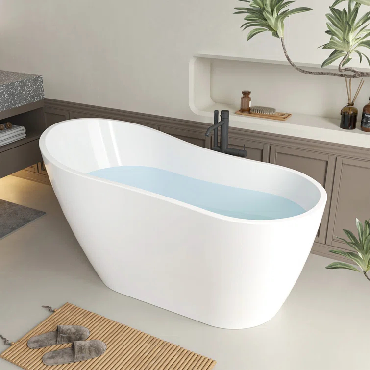 Maya 55" x 28" Freestanding Soaking Acrylic Bathtub