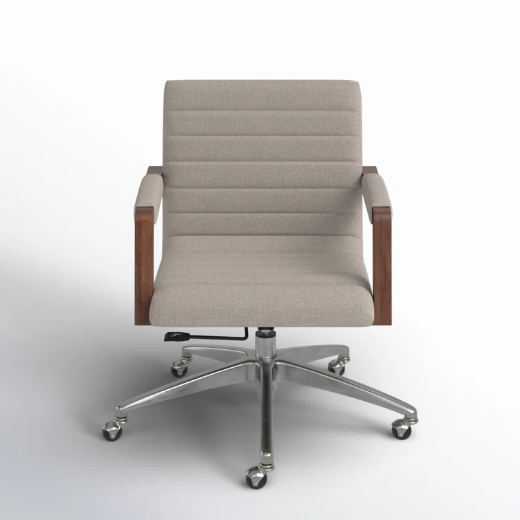 Elon Transitional Swivel Desk Chair in Crafty Cement Fabric