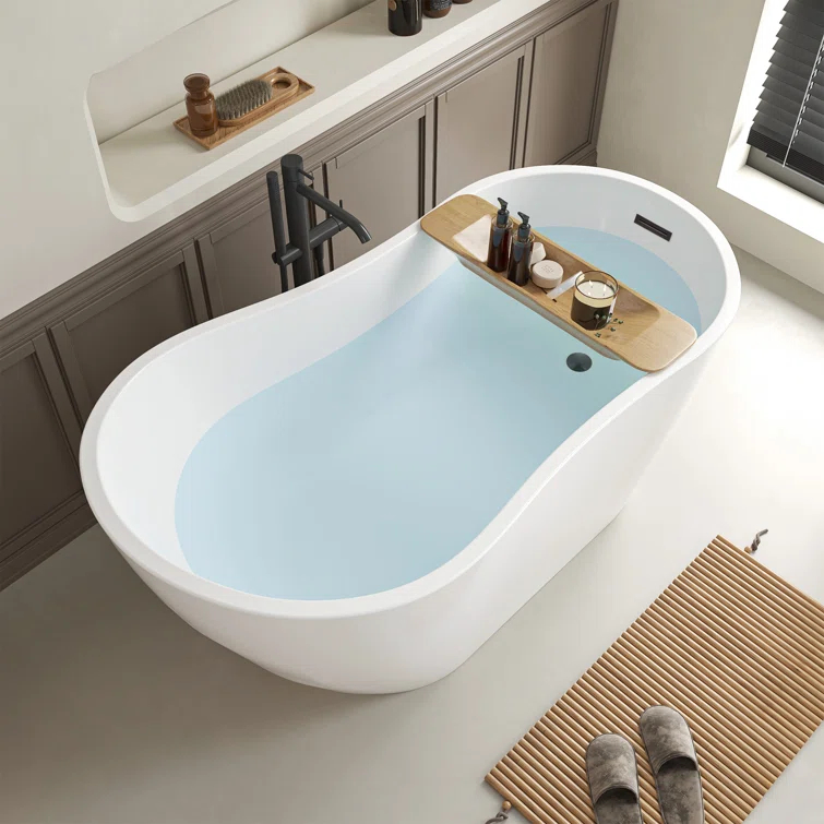 Maya 55" x 28" Freestanding Soaking Acrylic Bathtub