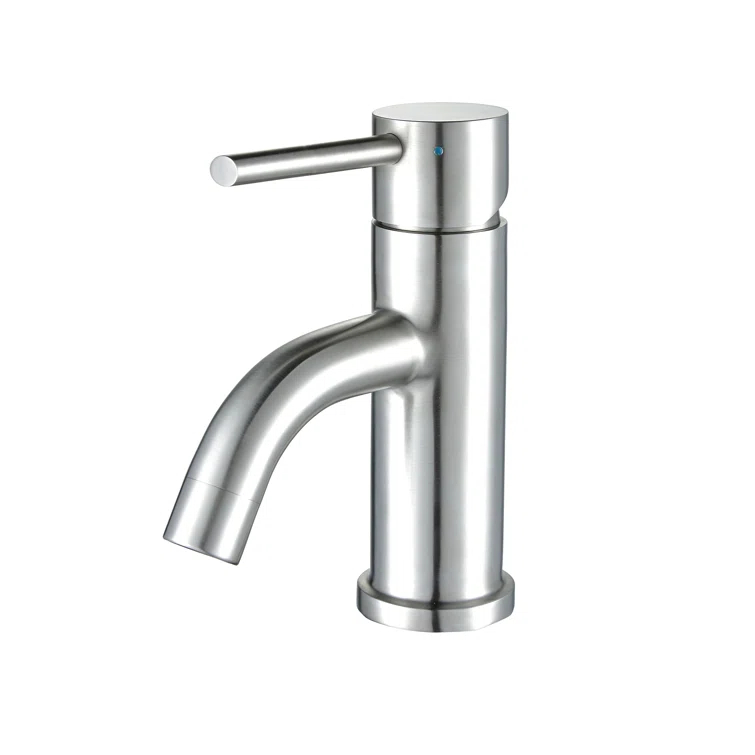 Whitehaus Collection Stainless Steel Single Lever Bathroom Faucet with Pop-up Drain